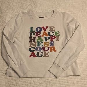 Anthropologie Love Peace Happiness Courage Crew Sweatshirt Garima Dhawan, Medium